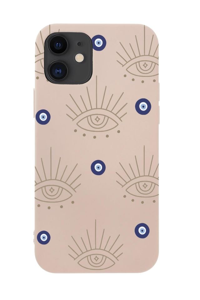 iPhone 12 Uyumlu Evil Eye Desenli Premium Silikonlu Telefon Kılıfı