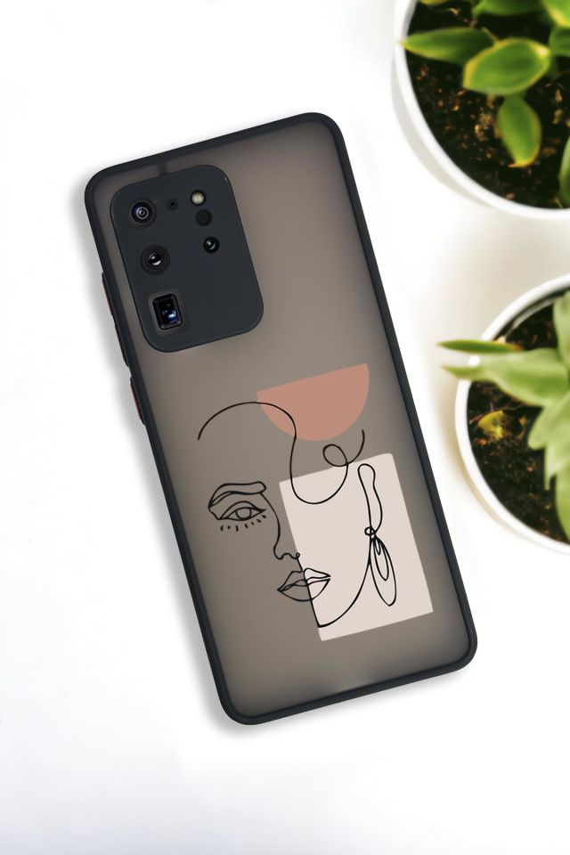 Samsung S20 Ultra Uyumlu Women Art Desenli Buzlu Şeffaf Lüx Telefon Kılıfı