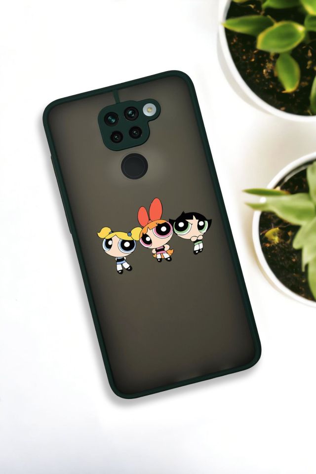 Xiaomi Redmi Note 9 Uyumlu Powerpuff Girls Desenli Buzlu Şeffaf Lüx Telefon Kılıfı