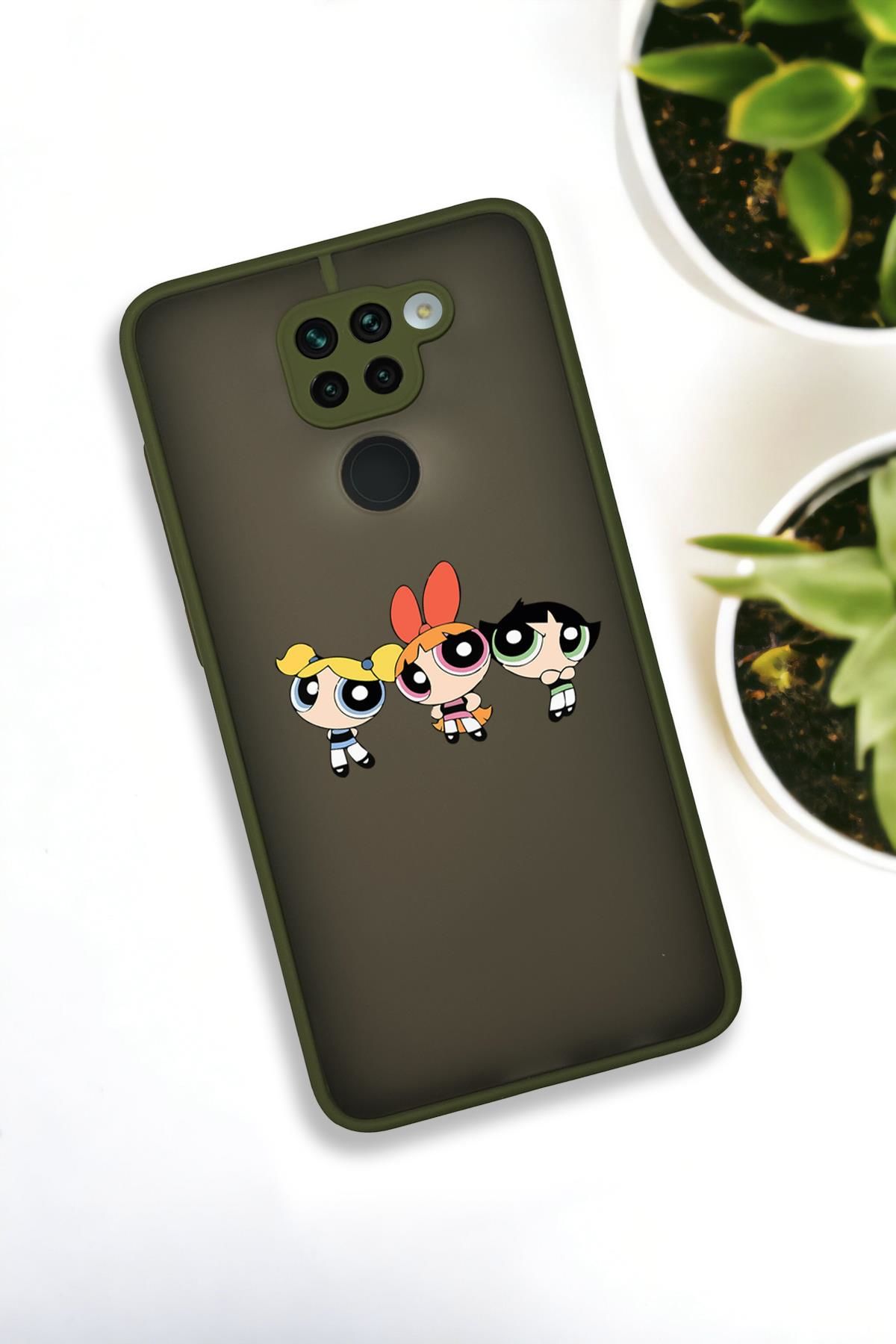 Xiaomi Redmi Note 9 Uyumlu Powerpuff Girls Desenli Buzlu Şeffaf Lüx Telefon Kılıfı