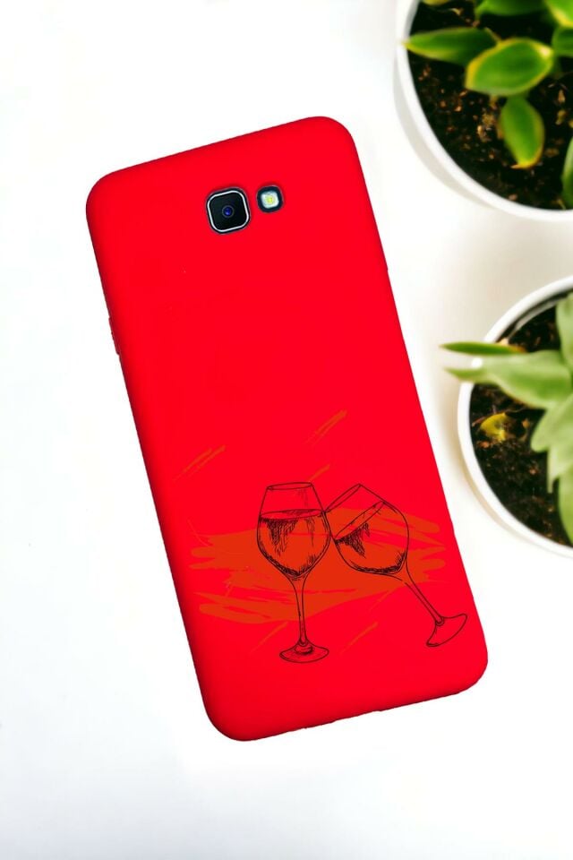 Samsung Galaxy J7 Prime Uyumlu Spilled Wine Desenli Premium Silikonlu Lansman Telefon Kılıfı