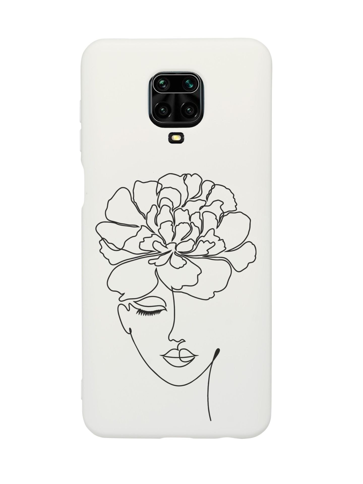 Xiaomi Redmi Note 9 Pro Flower Women Desenli Premium Silikonlu Beyaz Telefon Kılıfı