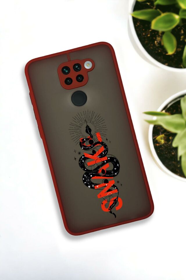 Xiaomi Redmi Note 9 Uyumlu Snake Desenli Buzlu Şeffaf Lüx Telefon Kılıfı