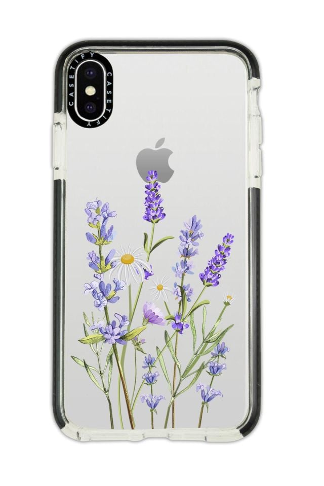 iPhone Xs Max Casetify Lavender Desenli Anti Shock Premium Silikonlu Siyah Kenar Detaylı Telefon Kılıfı