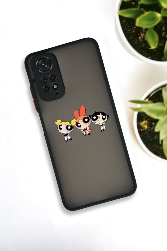 Xiaomi Redmi Note 11 Uyumlu Powerpuff Girls Desenli Buzlu Şeffaf Lüx Telefon Kılıfı