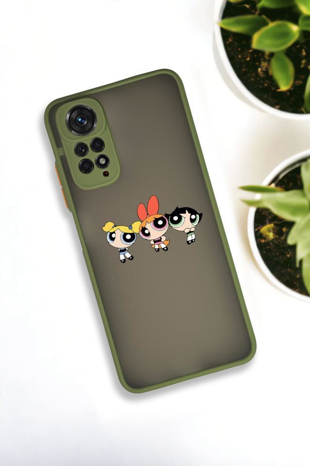 Xiaomi Redmi Note 11 Uyumlu Powerpuff Girls Desenli Buzlu Şeffaf Lüx Telefon Kılıfı