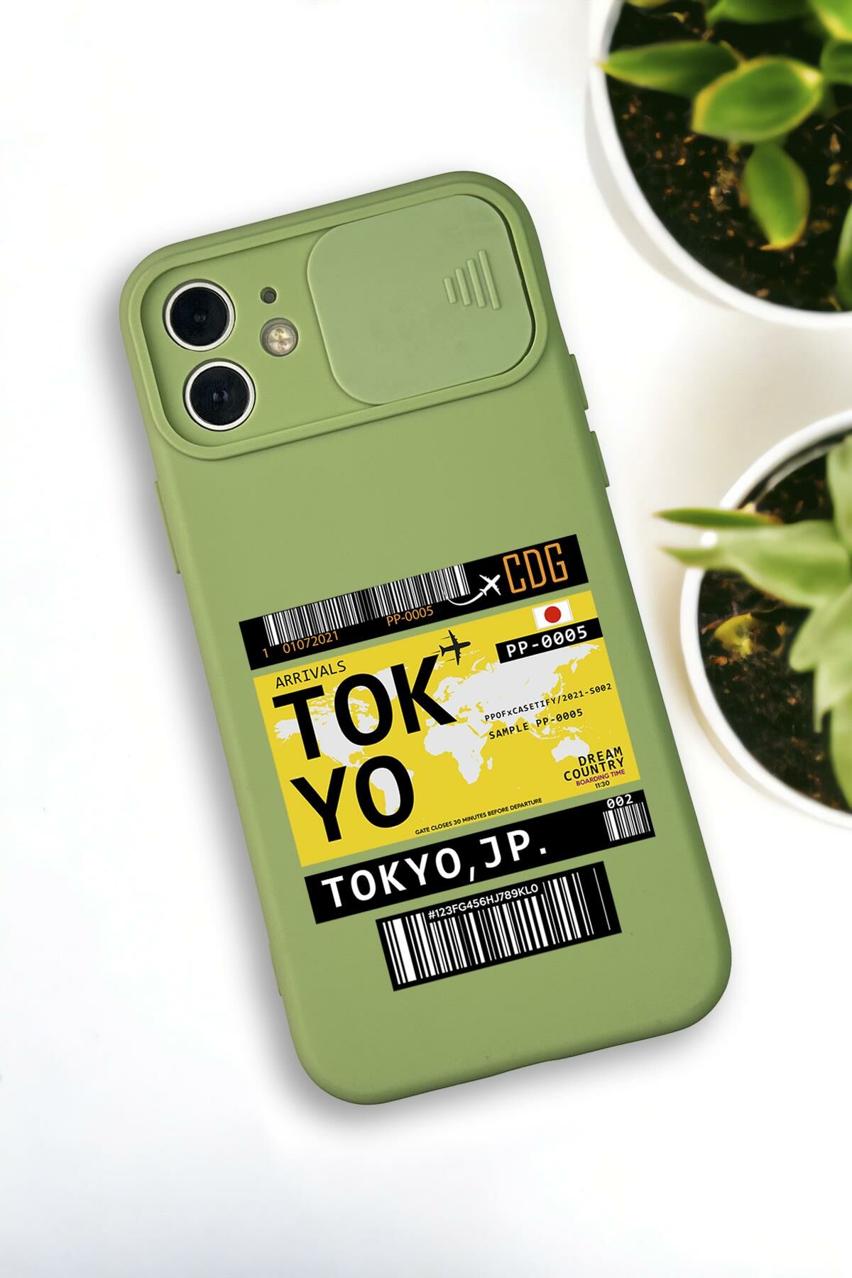 iPhone 12 Mini Uyumlu Tokyo Ticket Desenli Kamera Koruma Slider Kapaklı Silikonlu Telefon Kılıfı