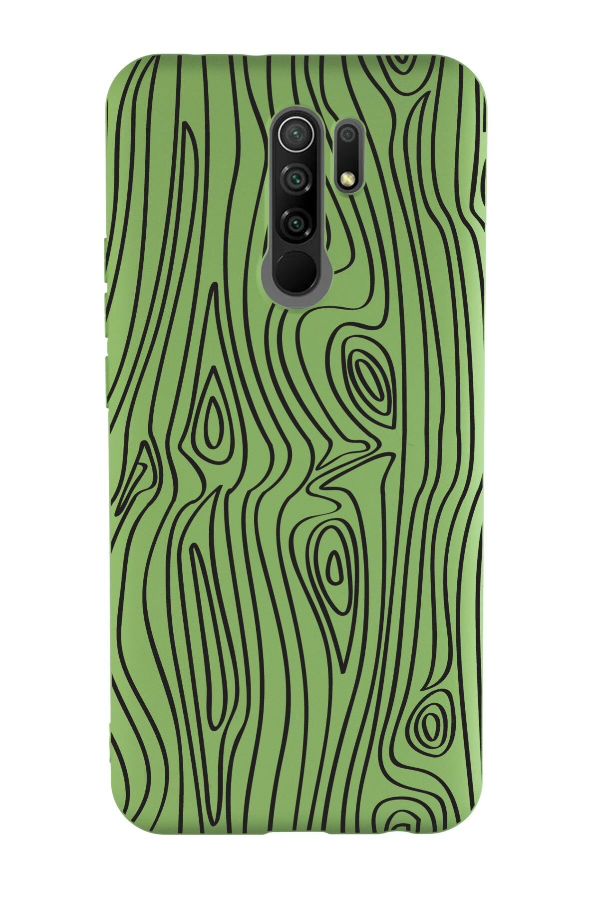 Xiaomi Redmi 9 Uyumlu Wooden Desenli Premium Silikonlu Lansman Telefon Kılıfı