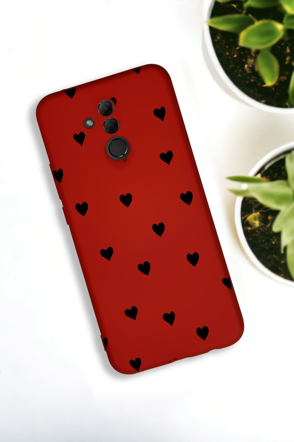 Huawei Mate 20 Lite Uyumlu Siyah Kalpler Desenli Premium Silikonlu Lansman Telefon Kılıfı