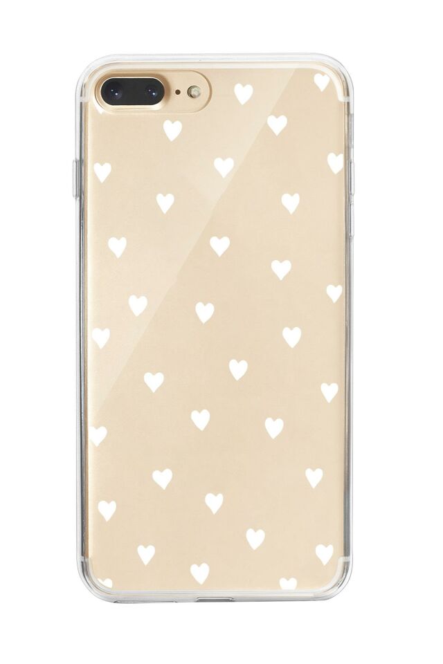 iPhone 7 Plus Uyumlu Beyaz Kalpler Premium Şeffaf Silikon Kılıf