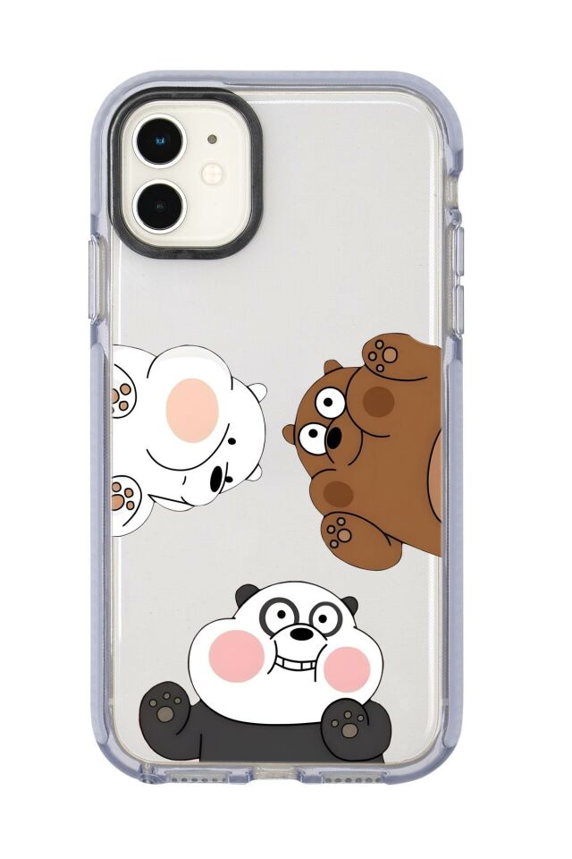 iPhone 12 Uyumlu Cute Animals Desenli Candy Bumper Silikonlu Telefon Kılıfı