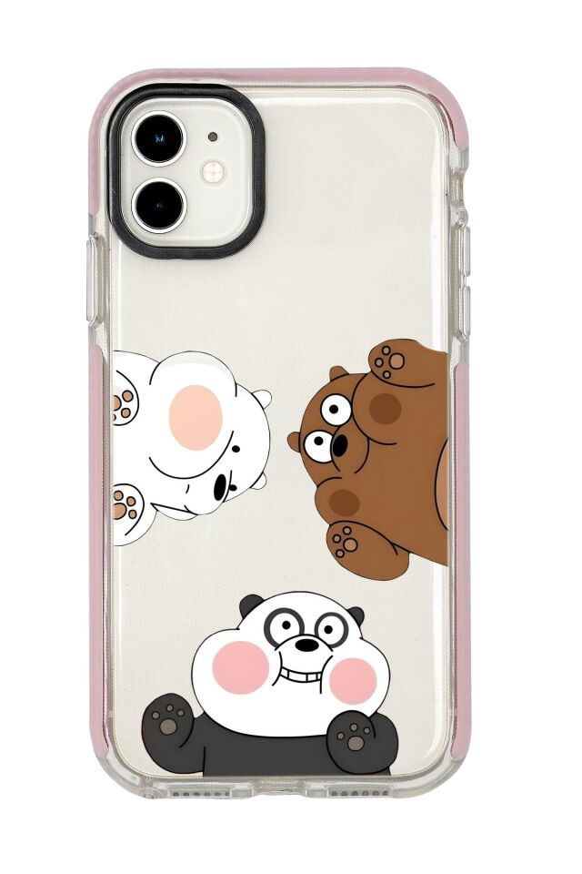 iPhone 12 Uyumlu Cute Animals Desenli Candy Bumper Silikonlu Telefon Kılıfı