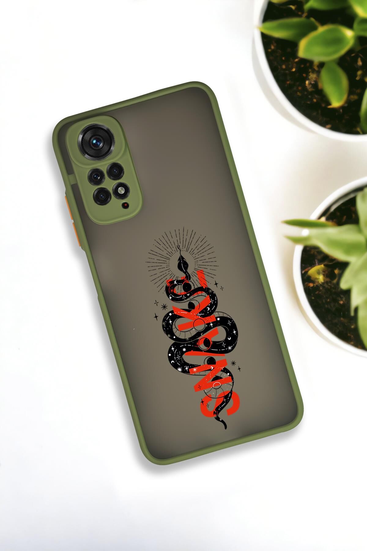 Xiaomi Redmi Note 11 Uyumlu Snake Desenli Buzlu Şeffaf Lüx Telefon Kılıfı