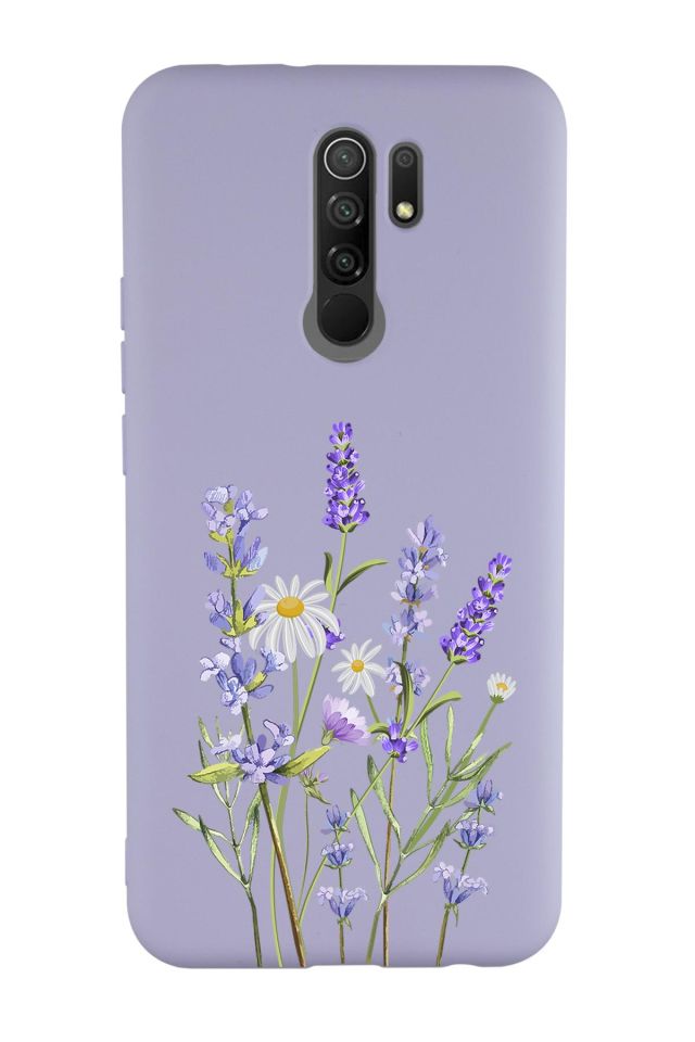 Xiaomi Redmi 9 Uyumlu Lavender Desenli Premium Silikonlu Lansman Telefon Kılıfı