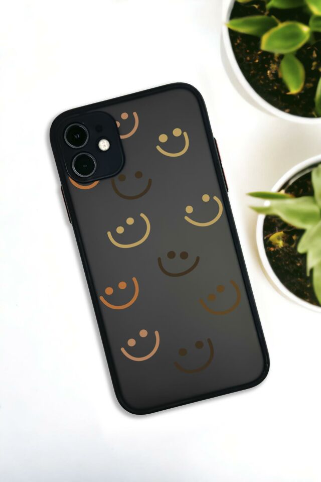 iPhone 11 Uyumlu Smile Desenli Buzlu Şeffaf Lüx Telefon Kılıfı