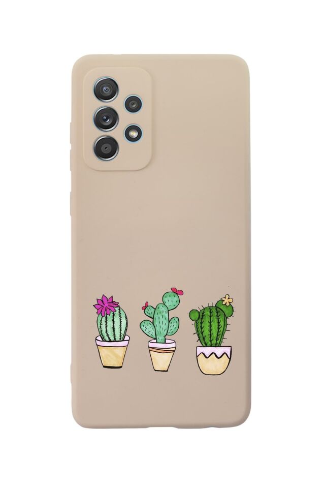 Samsung A23 Uyumlu Üçlü Kaktüs Desenli Premium Silikonlu Lansman Telefon Kılıfı
