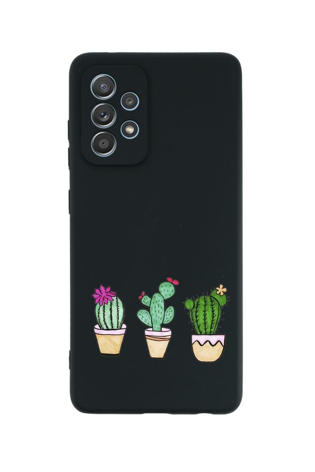 Samsung A23 Uyumlu Üçlü Kaktüs Desenli Premium Silikonlu Lansman Telefon Kılıfı