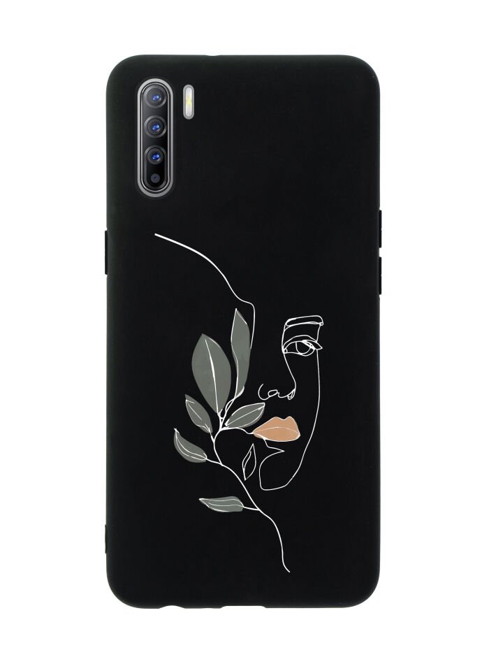 Oppo Reno 3 Line Art Women Desenli Premium Silikonlu Telefon Kılıfı