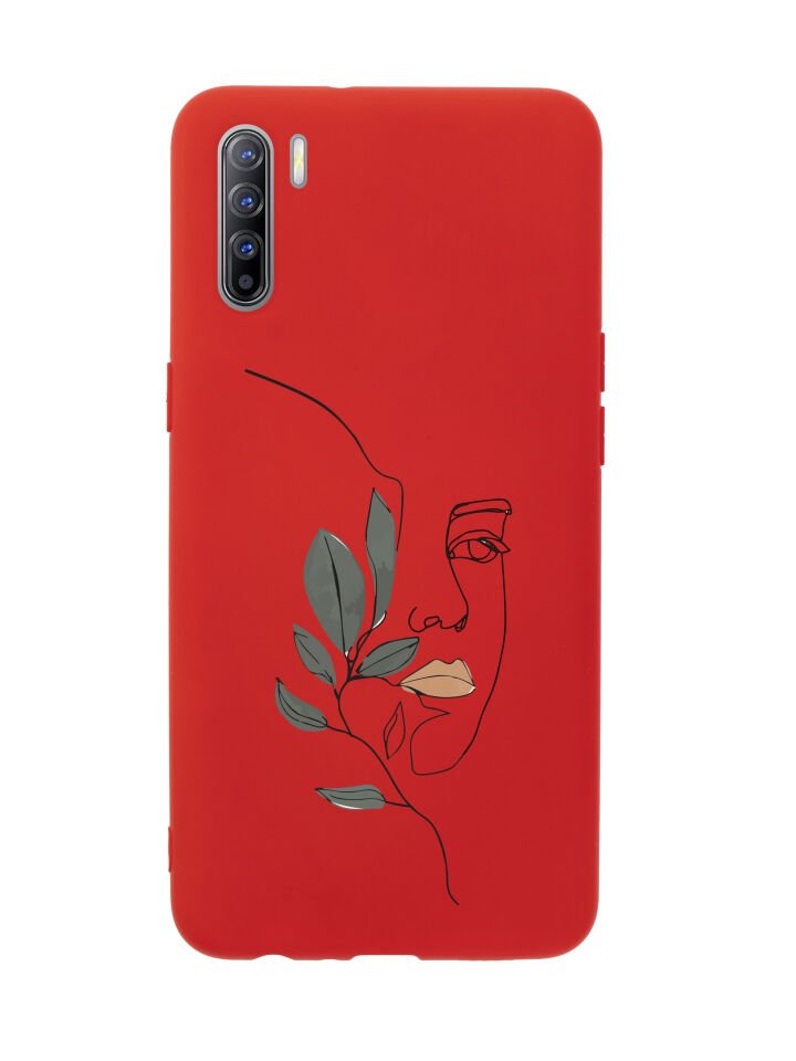 Oppo Reno 3 Line Art Women Desenli Premium Silikonlu Telefon Kılıfı