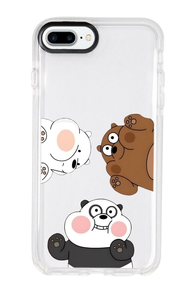 iPhone 8 Plus Uyumlu Cute Animals Desenli Candy Bumper Silikonlu Telefon Kılıfı