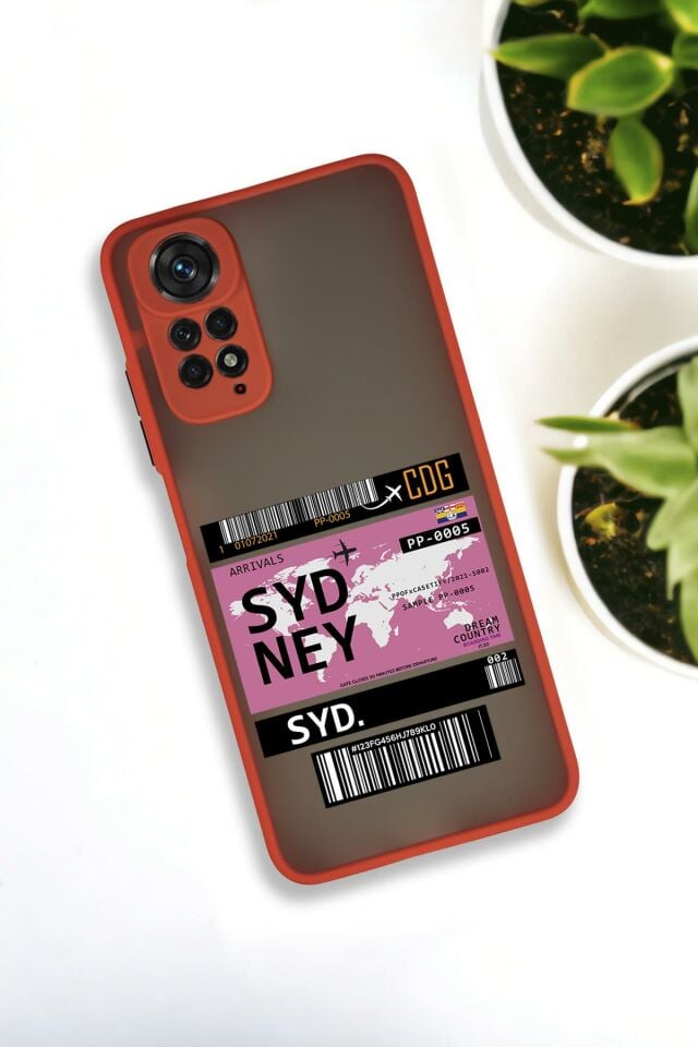 Xiaomi Redmi Note 11 Uyumlu Sydney Ticket Desenli Buzlu Şeffaf Lüx Telefon Kılıfı