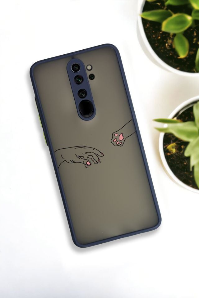 Xiaomi Redmi Note 8 Pro Uyumlu Hand and Paw Desenli Buzlu Şeffaf Lüx Telefon Kılıfı