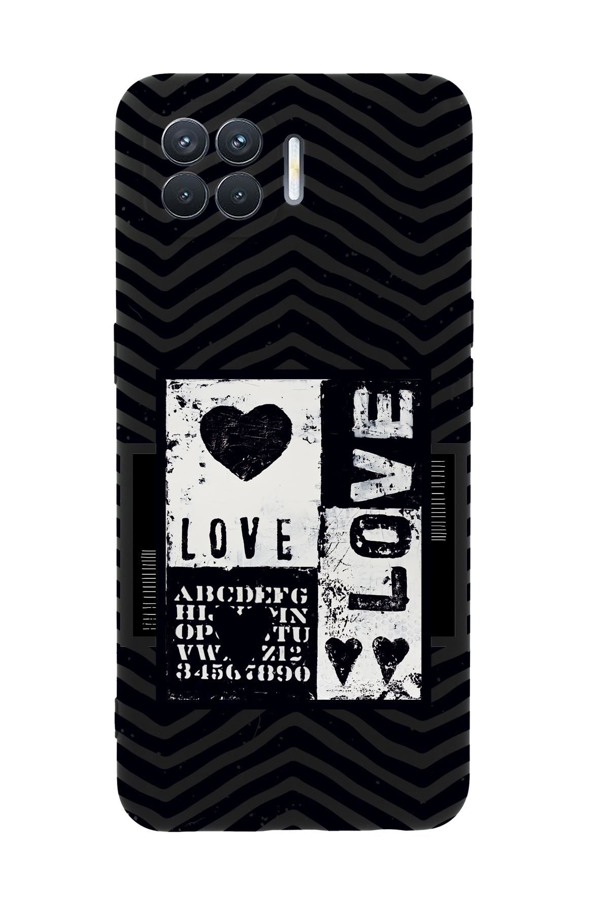 Oppo Reno 4 Lite Black Love Premium Silikonlu Telefon Kılıfı