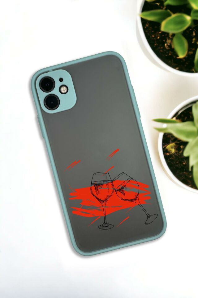 iPhone 11 Uyumlu Spilled Wine Desenli Buzlu Şeffaf Lüx Telefon Kılıfı