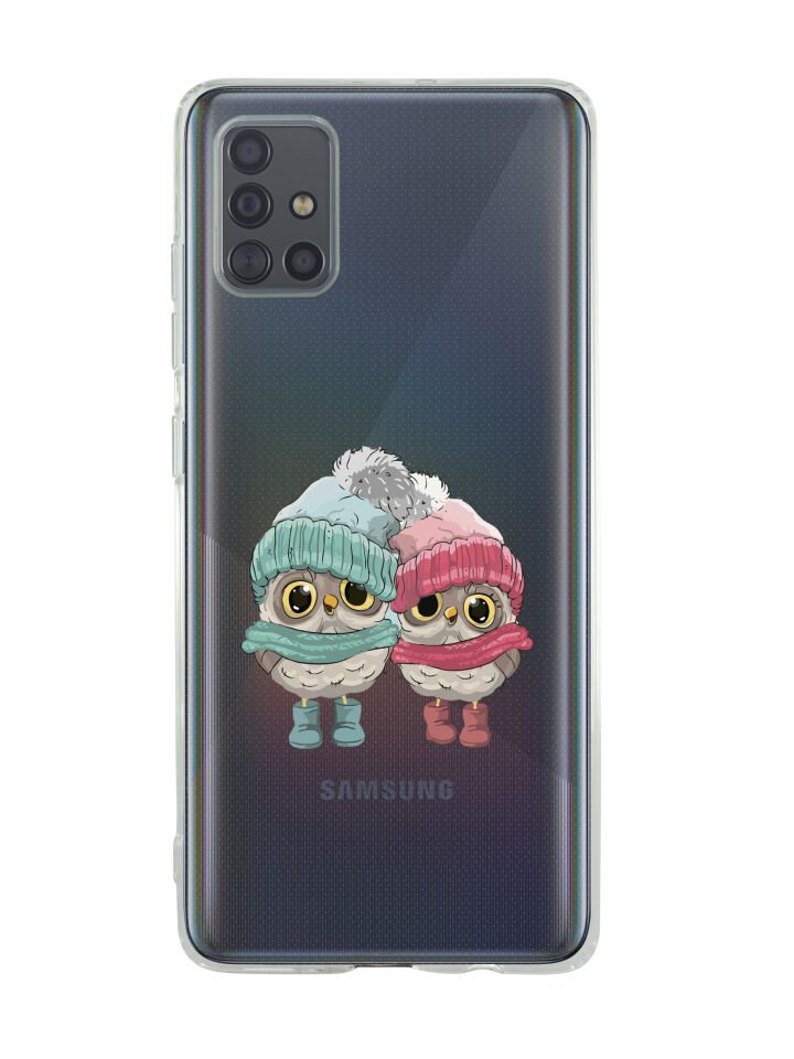 Samsung A71 Bereli Baykuş Desenli Premium Şeffaf Silikon Kılıf