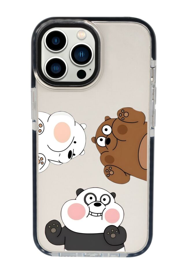 iPhone 13 Pro Uyumlu Cute Animals Desenli Candy Bumper Silikonlu Telefon Kılıfı