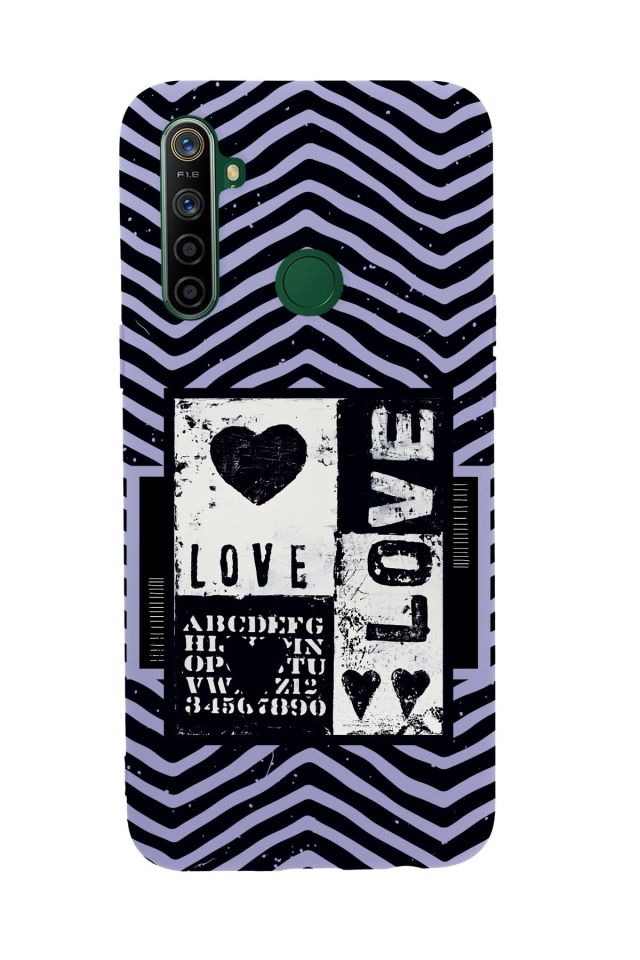 Realme 5i Black Love Premium Silikonlu Telefon Kılıfı