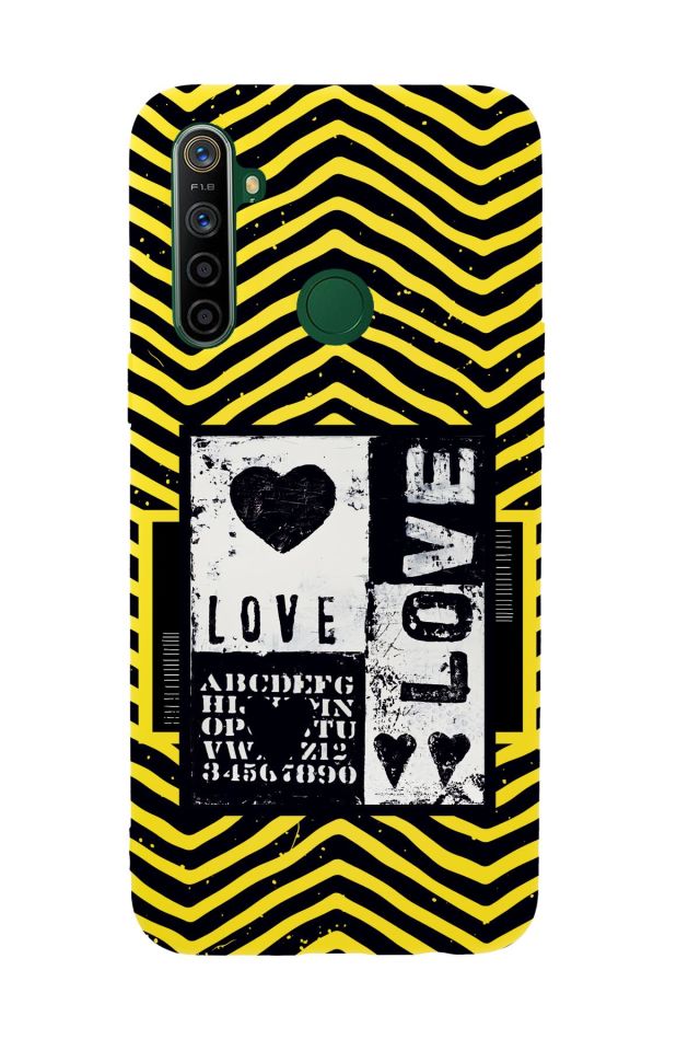 Realme 5i Black Love Premium Silikonlu Telefon Kılıfı