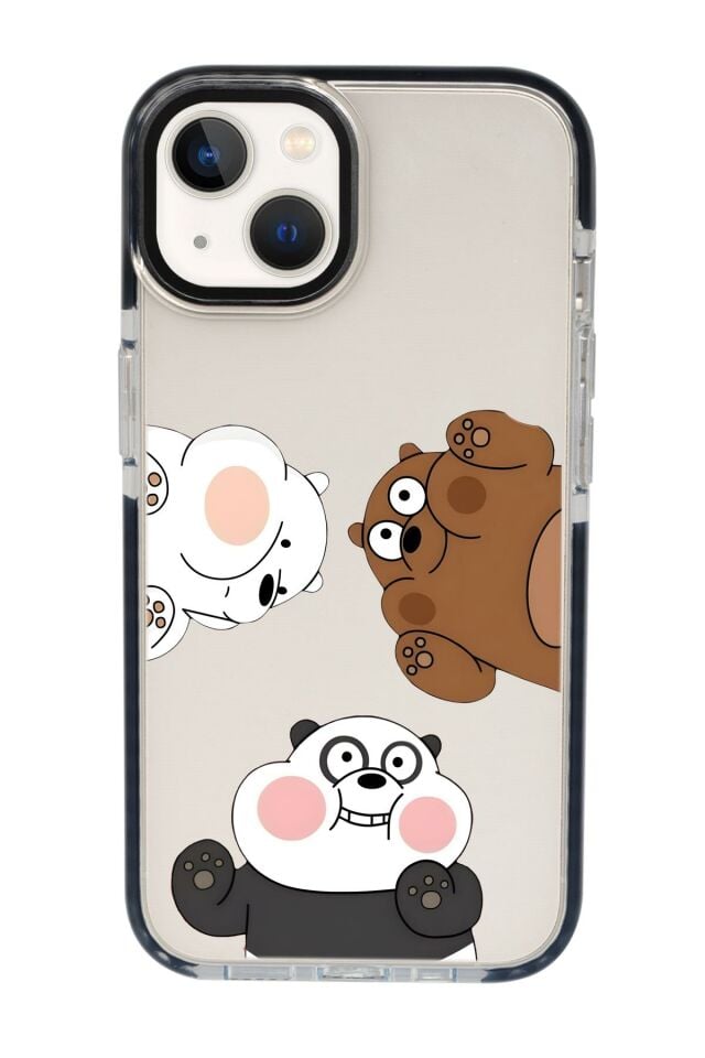 iPhone 13 Uyumlu Cute Animals Desenli Candy Bumper Silikonlu Telefon Kılıfı