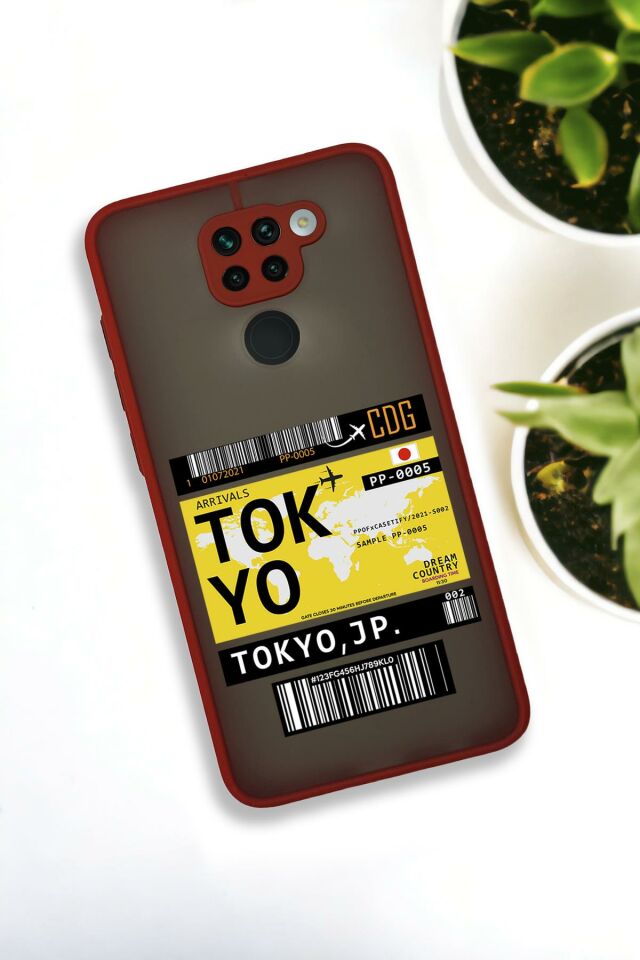 Xiaomi Redmi Note 9 Uyumlu Tokyo Ticket Desenli Buzlu Şeffaf Lüx Telefon Kılıfı