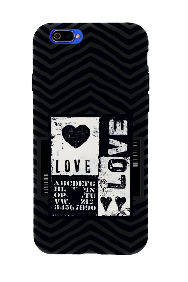 Realme C2 Black Love Premium Silikonlu Telefon Kılıfı