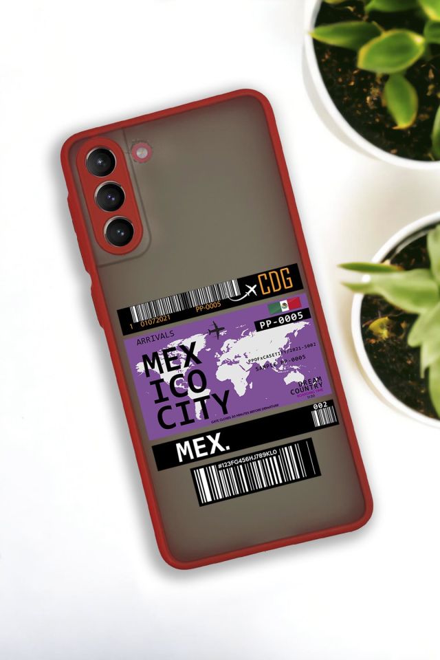 Samsung S21 Plus Uyumlu Mexico Ticket Desenli Buzlu Şeffaf Lüx Telefon Kılıfı