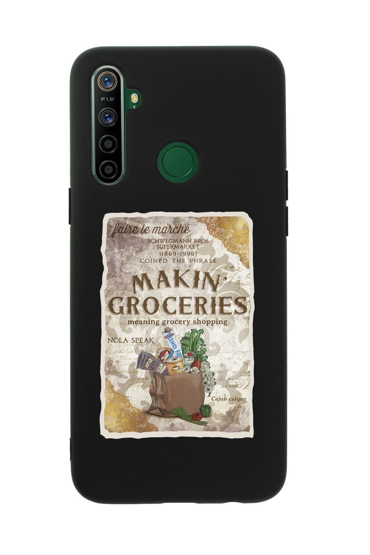 Realme 5i Makin Groceries Desenli Premium Silikonlu Telefon Kılıfı