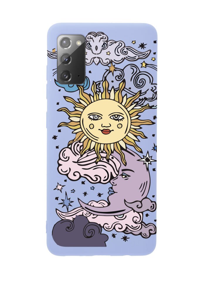 Samsung Note 20 Güneş & Ay Desenli Premium Silikonlu Telefon Kılıfı
