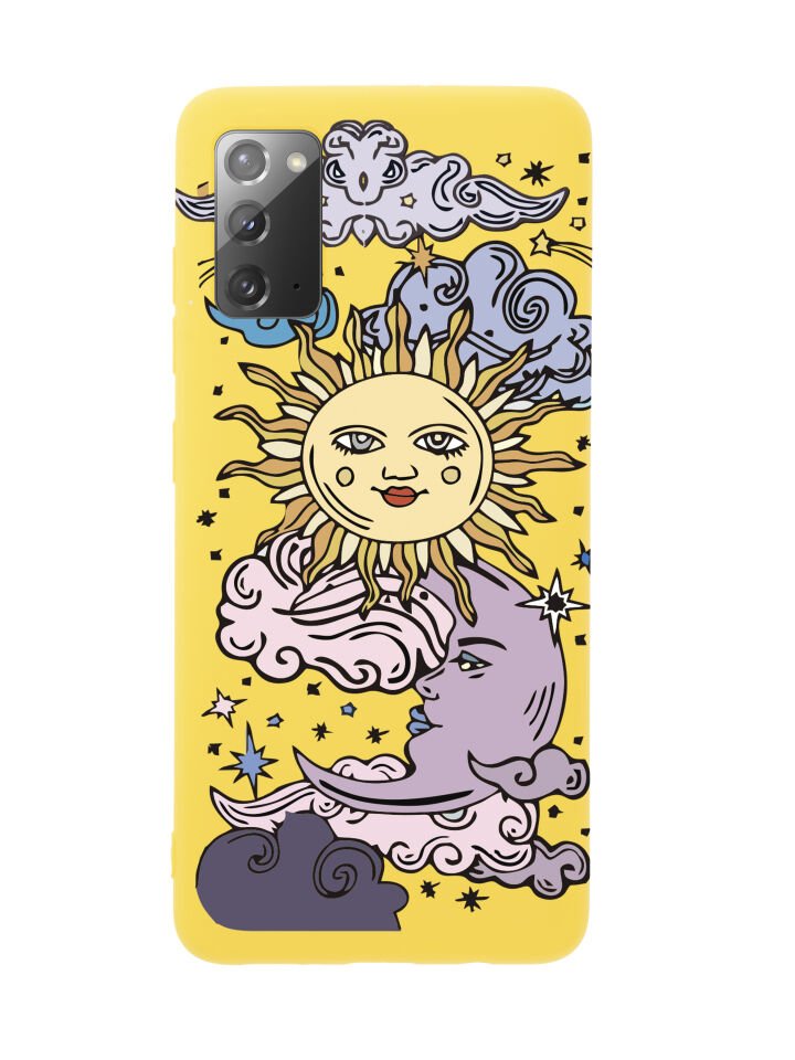Samsung Note 20 Güneş & Ay Desenli Premium Silikonlu Telefon Kılıfı
