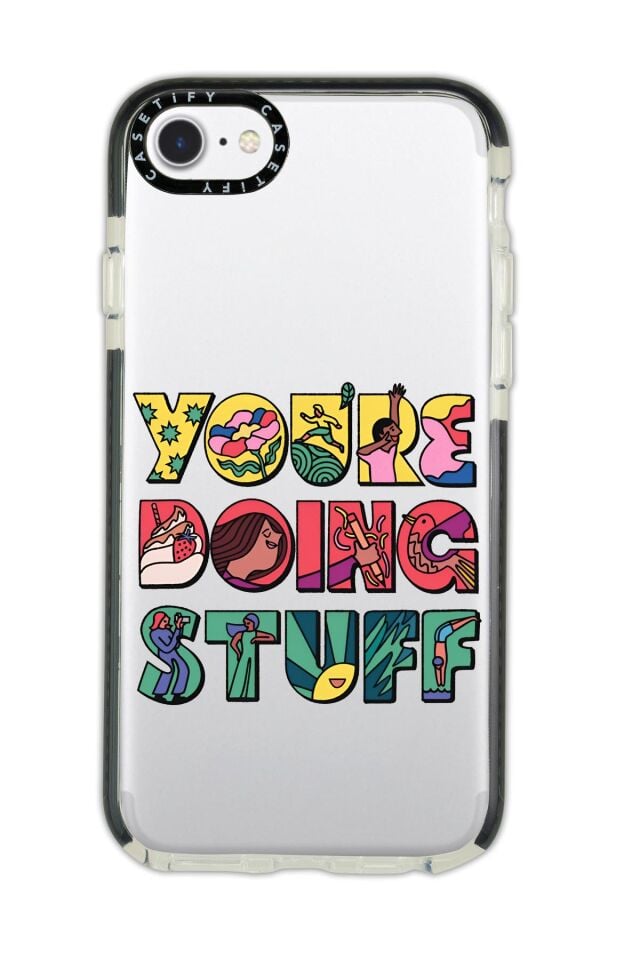 iPhone 8 Uyumlu Casetify Youre Doing Stuff Desenli Anti Shock Premium Silikonlu Siyah Kenar Detaylı Telefon Kılıfı