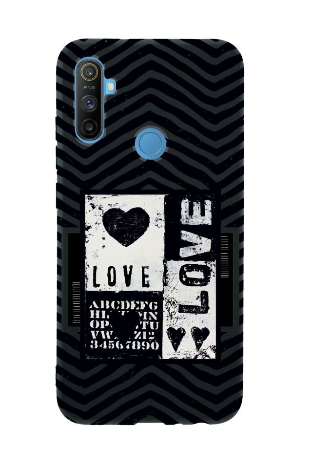 Realme C3 Black Love Premium Silikonlu Telefon Kılıfı