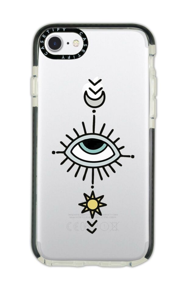 iPhone 8 Casetify Nazar Göz Desenli Anti Shock Premium Silikonlu Siyah Kenar Detaylı Telefon Kılıfı