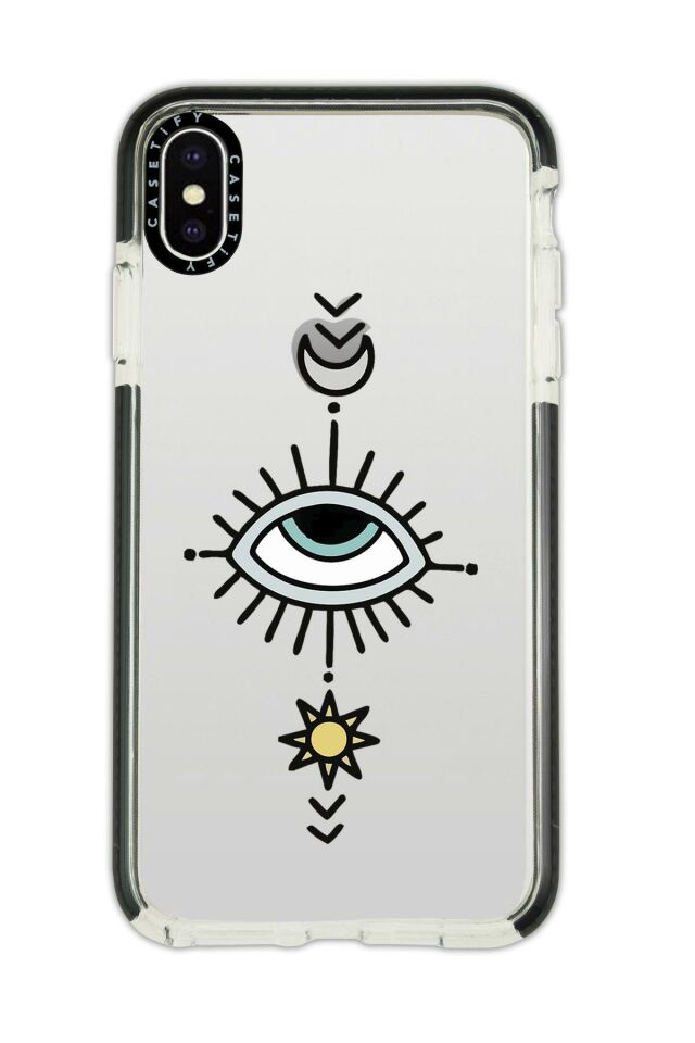 iPhone Xs Max Casetify Nazar Göz Desenli Anti Shock Premium Silikonlu Siyah Kenar Detaylı Telefon Kılıfı