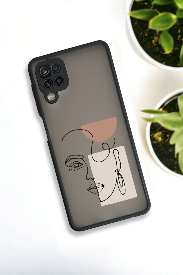 Samsung Galaxy A12 Uyumlu Women Art Desenli Buzlu Şeffaf Lüx Telefon Kılıfı