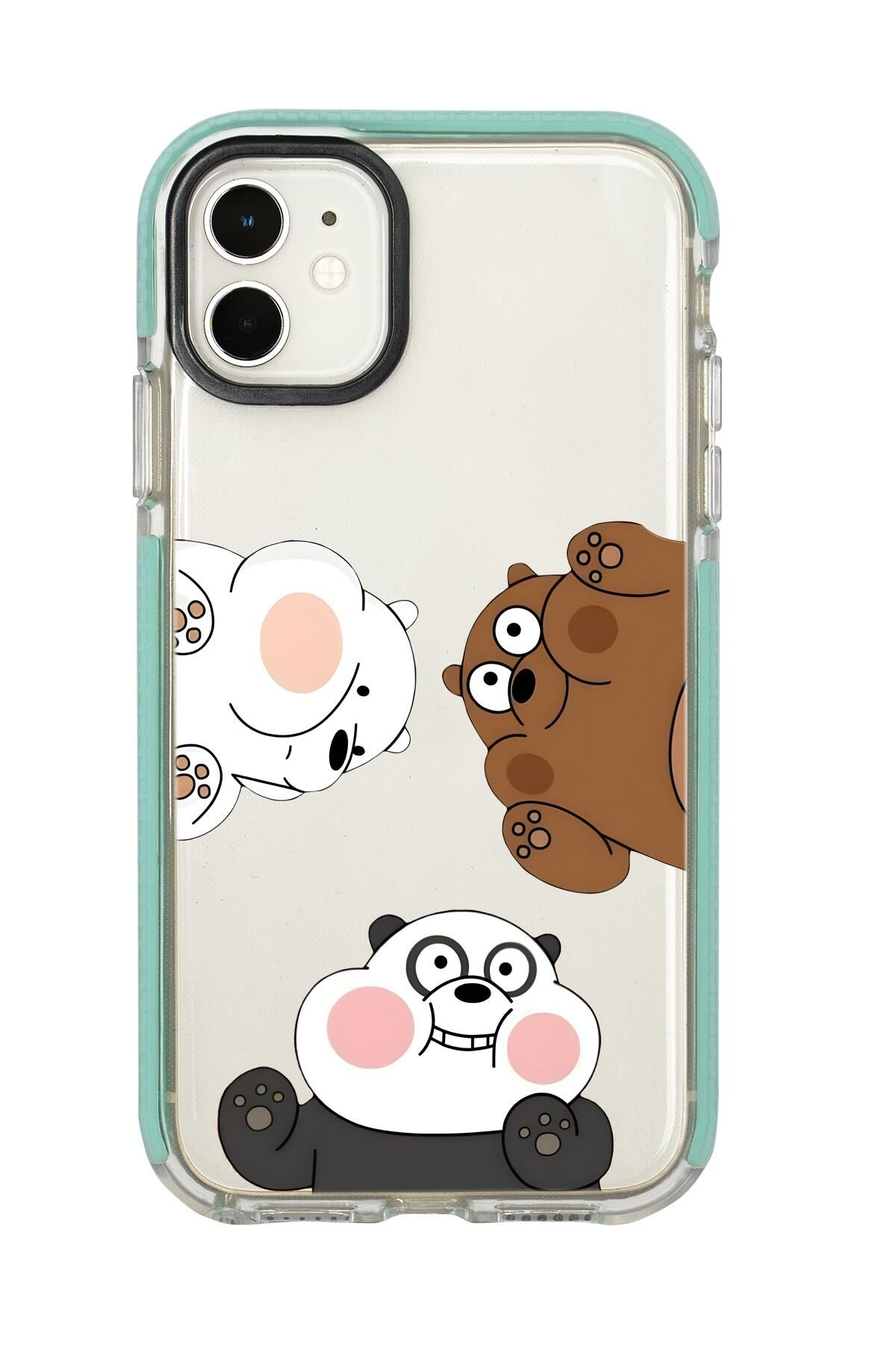 iPhone 12 Mini Uyumlu Cute Animals Desenli Candy Bumper Silikonlu Telefon Kılıfı