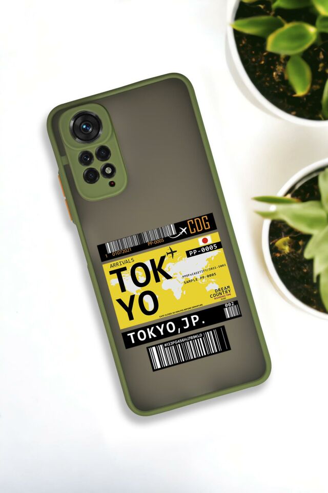 Xiaomi Redmi Note 11 Uyumlu Tokyo Ticket Desenli Buzlu Şeffaf Lüx Telefon Kılıfı