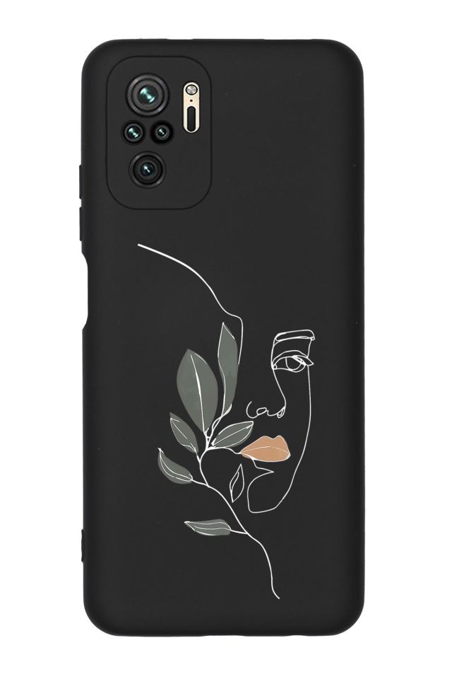 Redmi Note 10s Line Art Women Desenli Premium Silikonlu Telefon Kılıfı