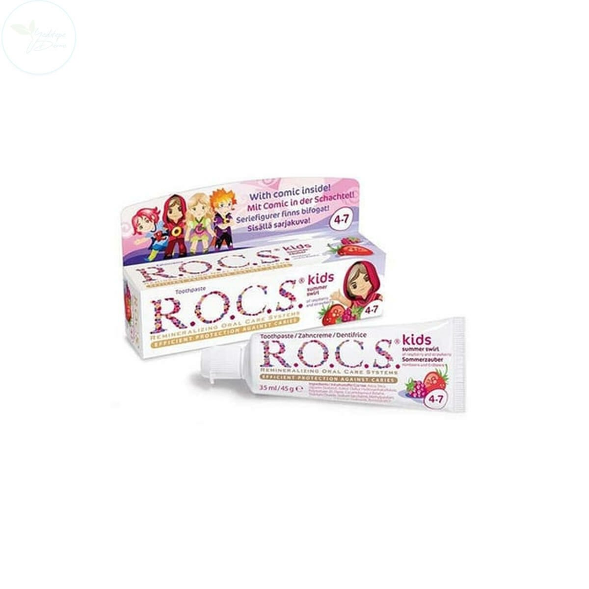 ROCS Kids 4-7 Yaş Meyveli Çocuk Diş Macunu 35ml (Ahududulu-Çilekli)