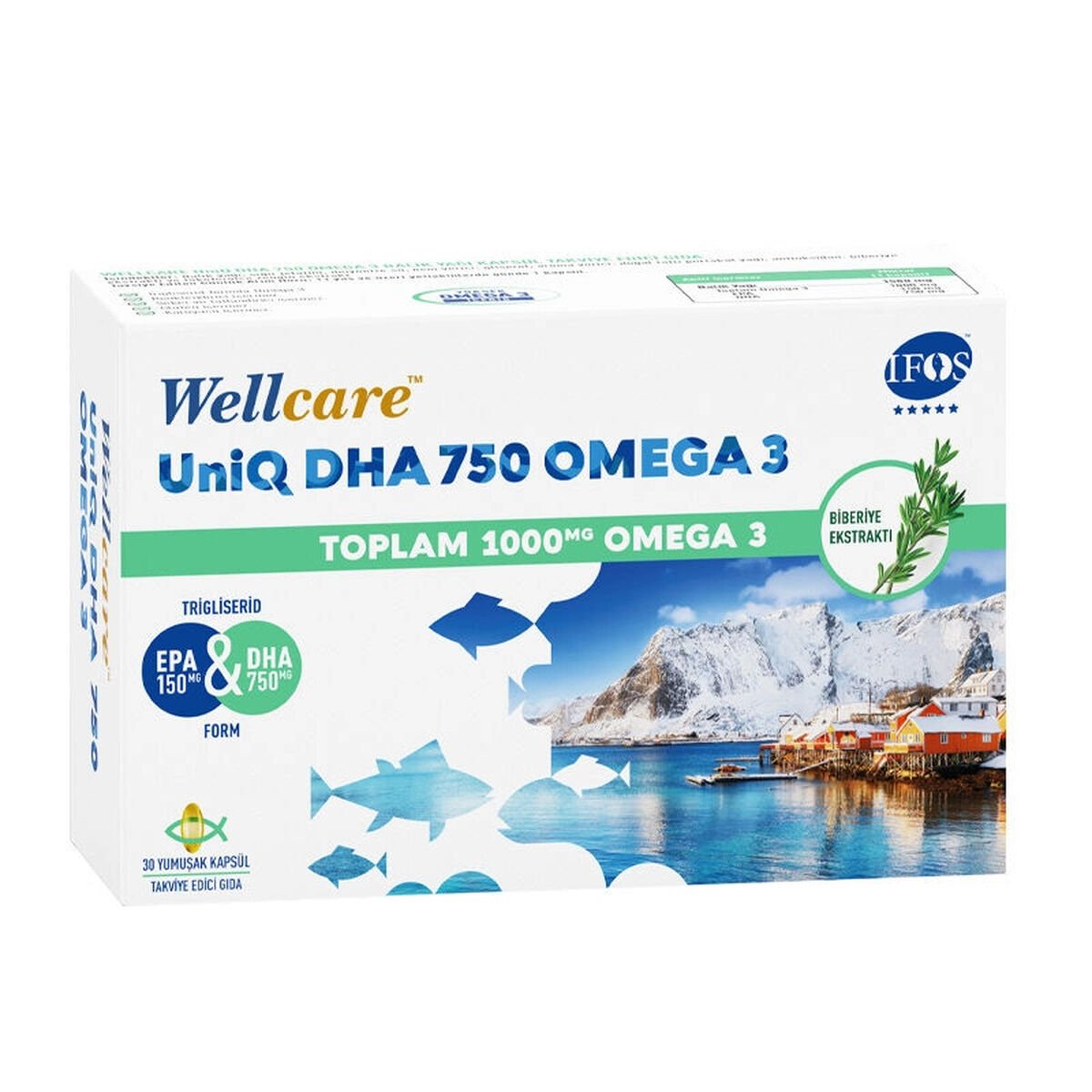 Wellcare UniQ DHA 750 Omega 3 Balık Yağı 30 Kapsül