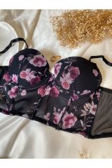 Çiçekli Korseli Lüx Bralet Takım siyah - 85B